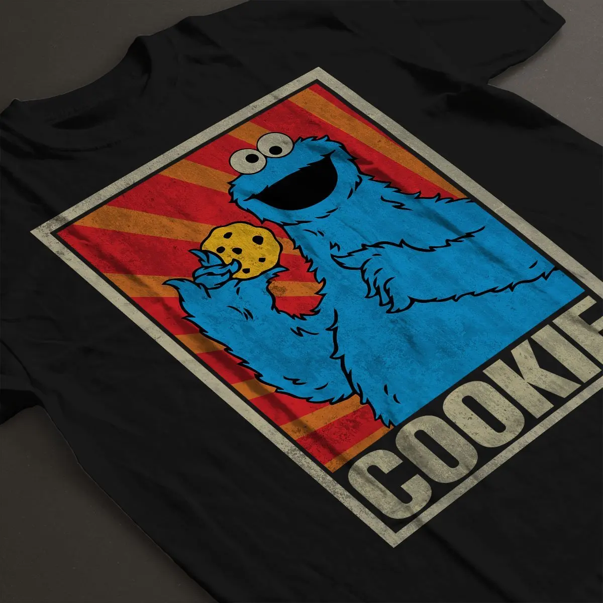 Черно белой печати Футболка Улица Сезам Cookie Monster советский Для мужчин