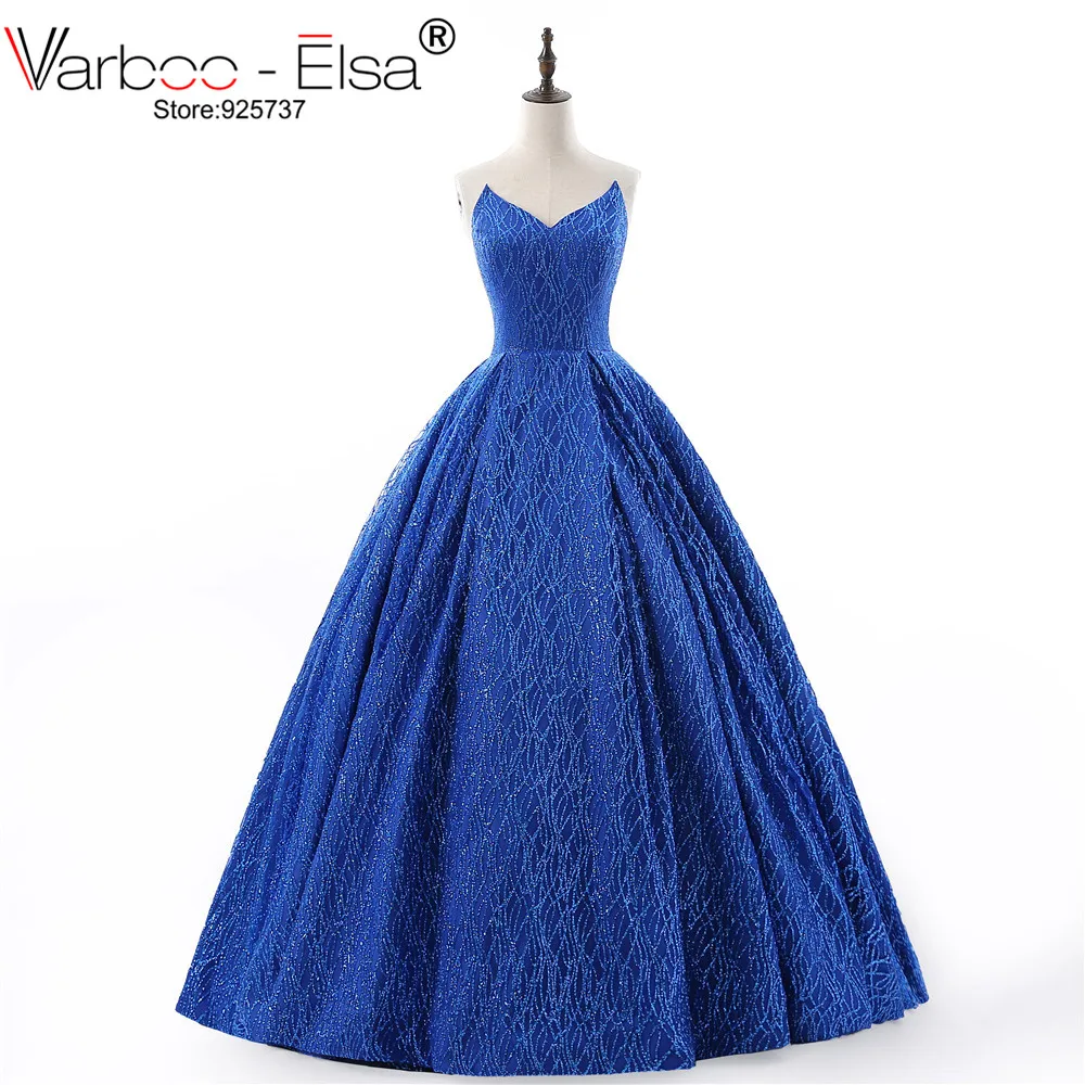 VARBOO_ELSA 2018 роскошное Королевское синее вечернее платье сексуальное с v образным