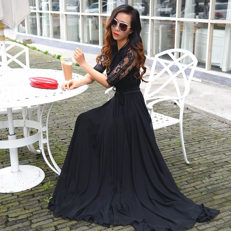 Для женщин пикантные летние кружевное платье длинное Европа Новая мода