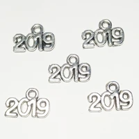 xkxlhj 15pcs antique letter charms 2019 digital pendant new year jewelry handmade for making earrings bracelet keychain