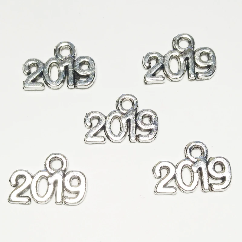 XKXLHJ 15 шт античные буквенные Подвески 2019 цифровой кулон Новогоднее ювелирное