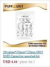 16 значений* 20 шт = 3 20 шт 1206 SMD конденсатор Ассорти Комплект 10pF~ 22 мкФ компонент diy Образцы комплект и