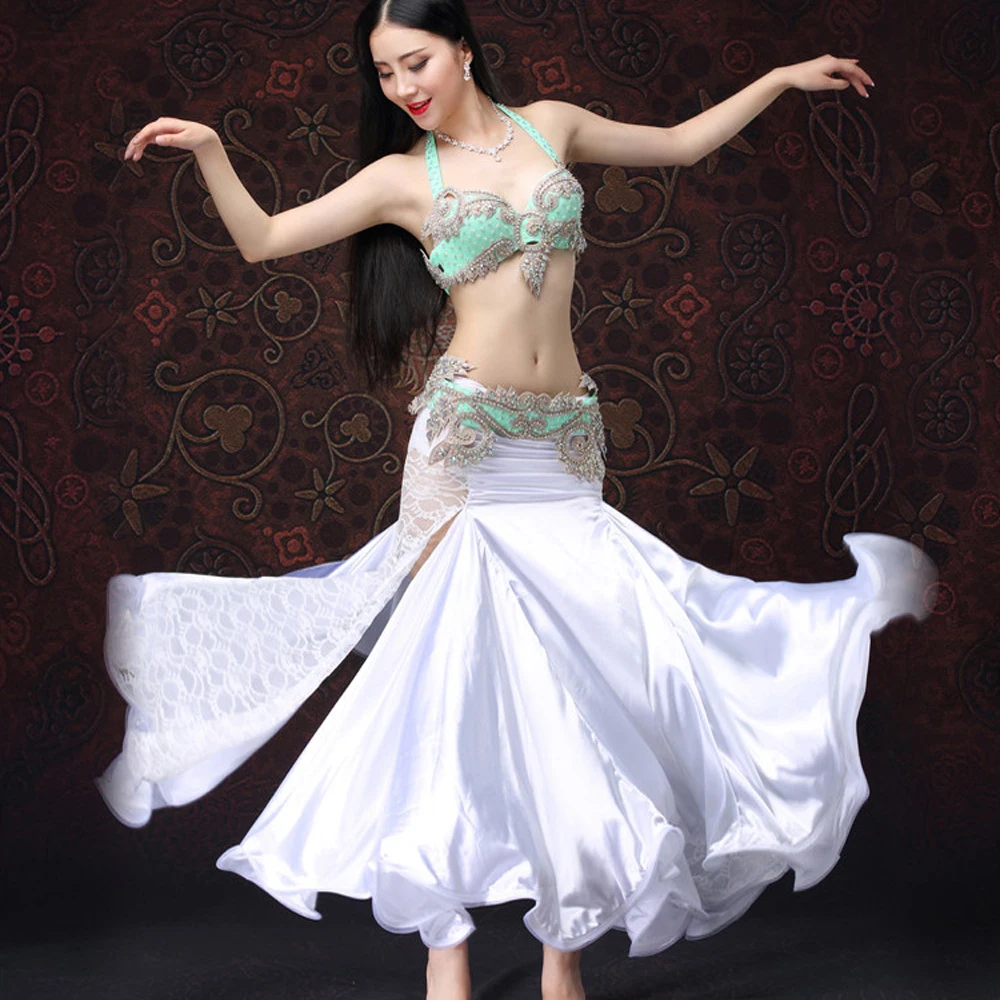 Женский роскошный костюм платье для танца живота бюстгальтер с поясом юбка 2018
