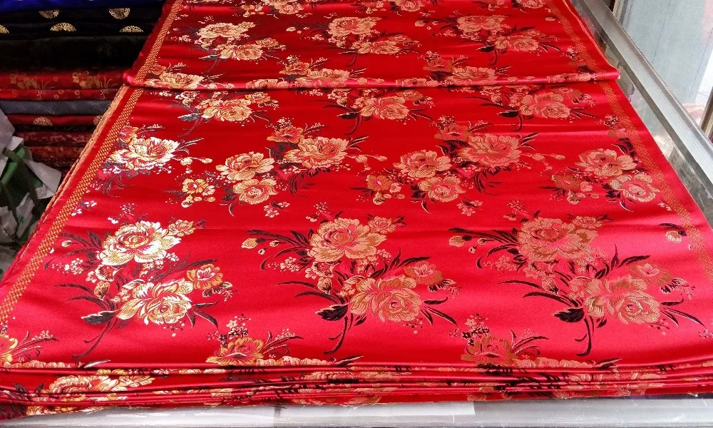 Традиционная китайская шелковая парчовая ткань Чонсам 75 см полиэстер Красная