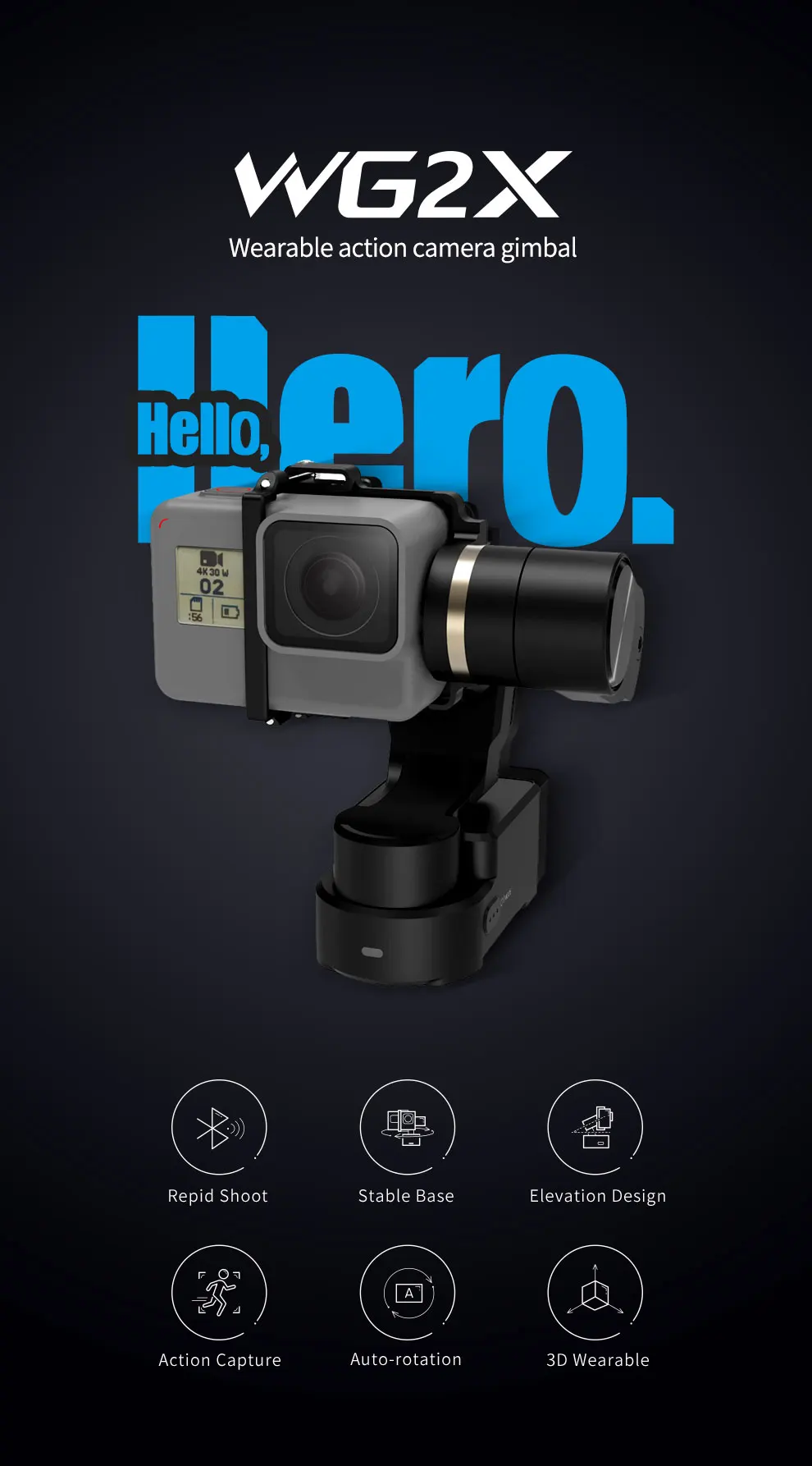 FeiyuTech WG2X 3-осевой переносной карданный брызгозащищенное стабилизатор для Gopro Hero7/6/5 Session экшн-камеры Xiaomi Yi 4K SJCAM экшн Камера