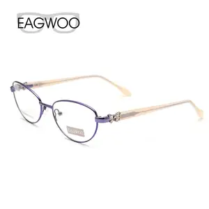 EAGWOO женские очки кошачий глаз дизайнерские очки со стразами полная оправа оптические оправы Рецептурные очки бабочки красные дужки 7805