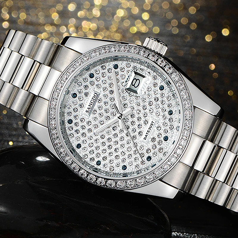 Часы SANGDO мужские из нержавеющей стали автоматические механические с сапфировым