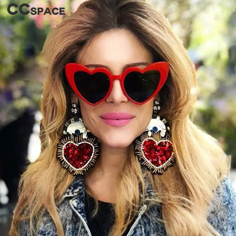 CCSPACE дамы сердце рамки солнцезащитные очки для женщин для бренд дизайнер модные черные женские оттенки 45368