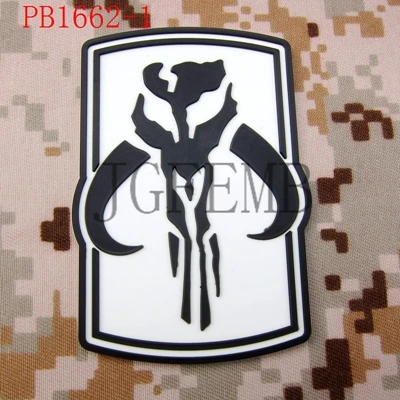 PB1662 white Boba Фетт мандалориан банта охотник за головами тактический военный боевой дух Страйкбол 3D ПВХ патч - Цвет: PB1662 white