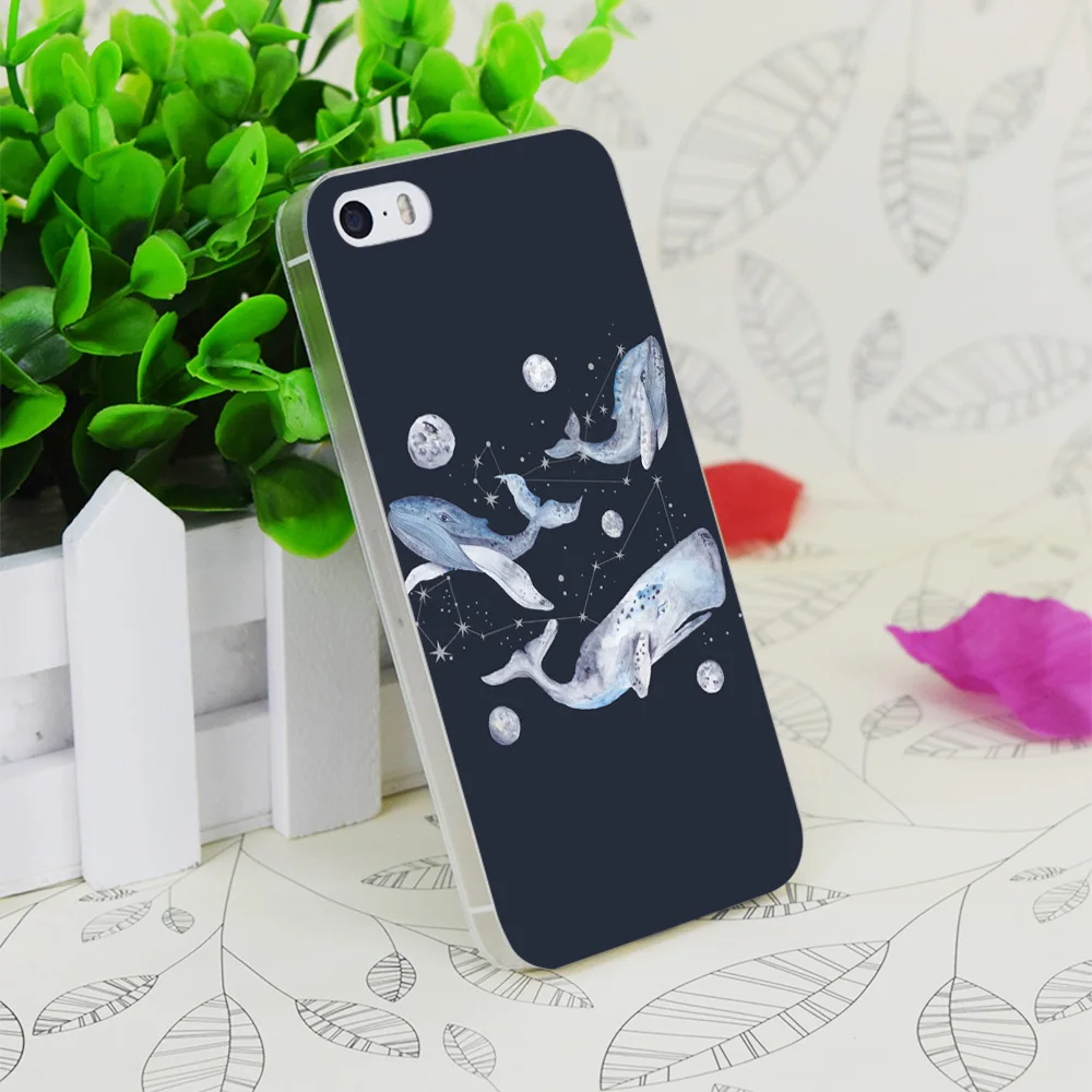 C2333 Whales And Stars Transparent Hard Thin Case Skin Cover For Apple IPhone 4 4S 4G 5 5G 5S SE 5C 6 6S Plus |