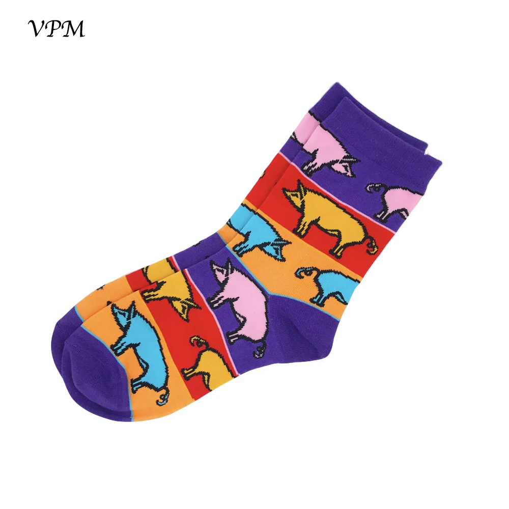 Женские носки VPM красочные Мультяшные милые с изображением еды молока фруктов