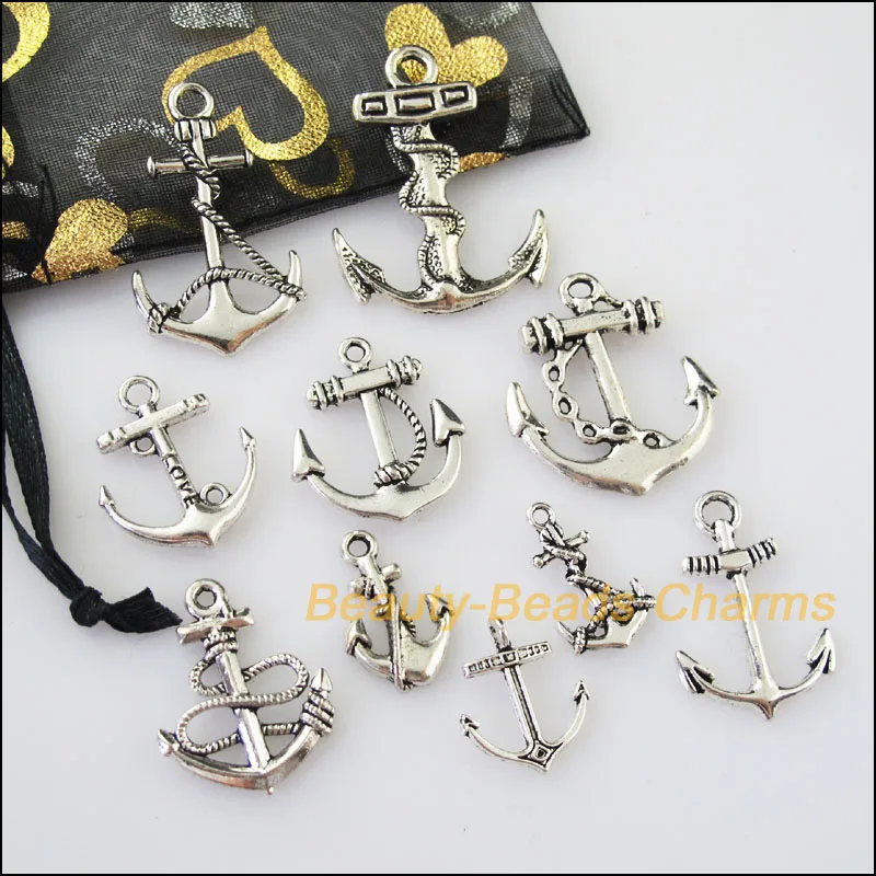 20 шт. антикварные серебряные подвески DIY/смешанные Амулеты с якорем|mix charm pendants|anchor