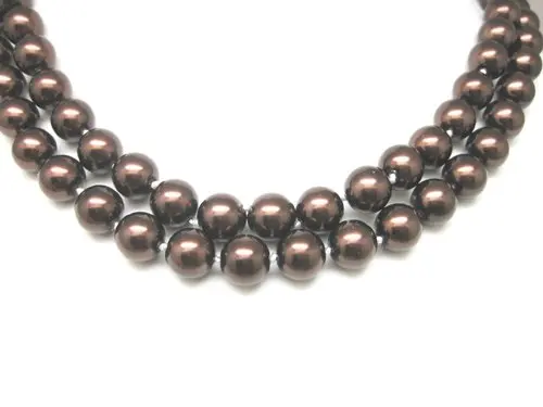 

New fashion 10mm simulated-pearl shell pretty brown chains necklace round beads rope chain jewelry making 17inch F321PE