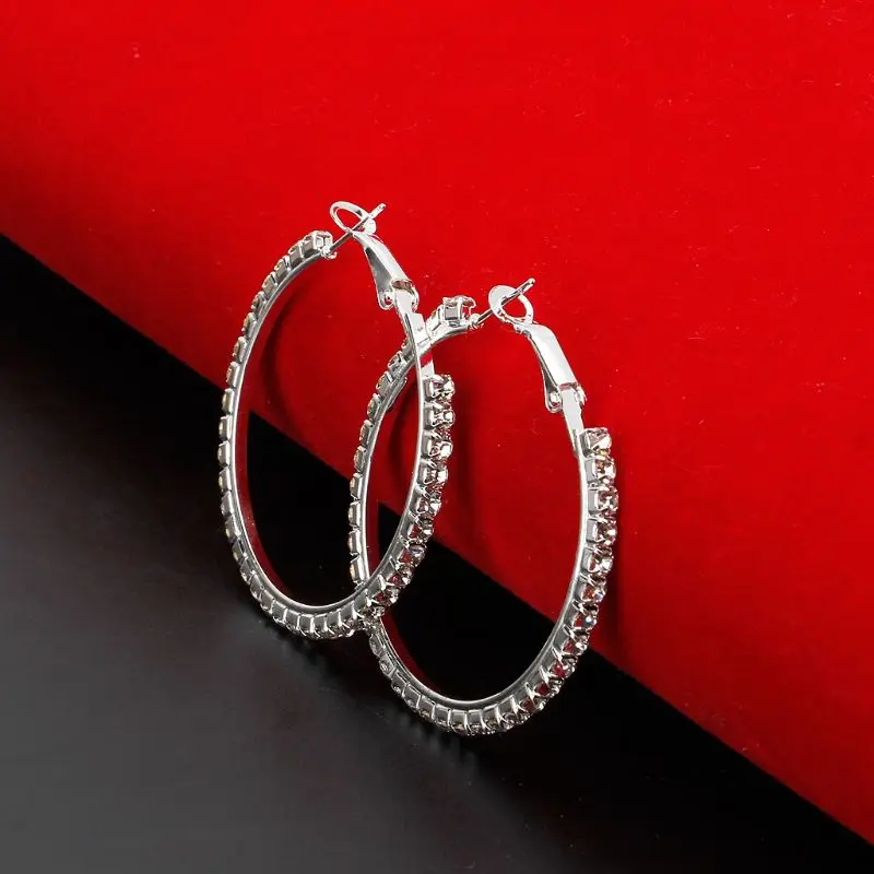Sparking Rhinestone Crystal Large Circle Hoop Earrings For Women Fashion Jewelry | Украшения и аксессуары