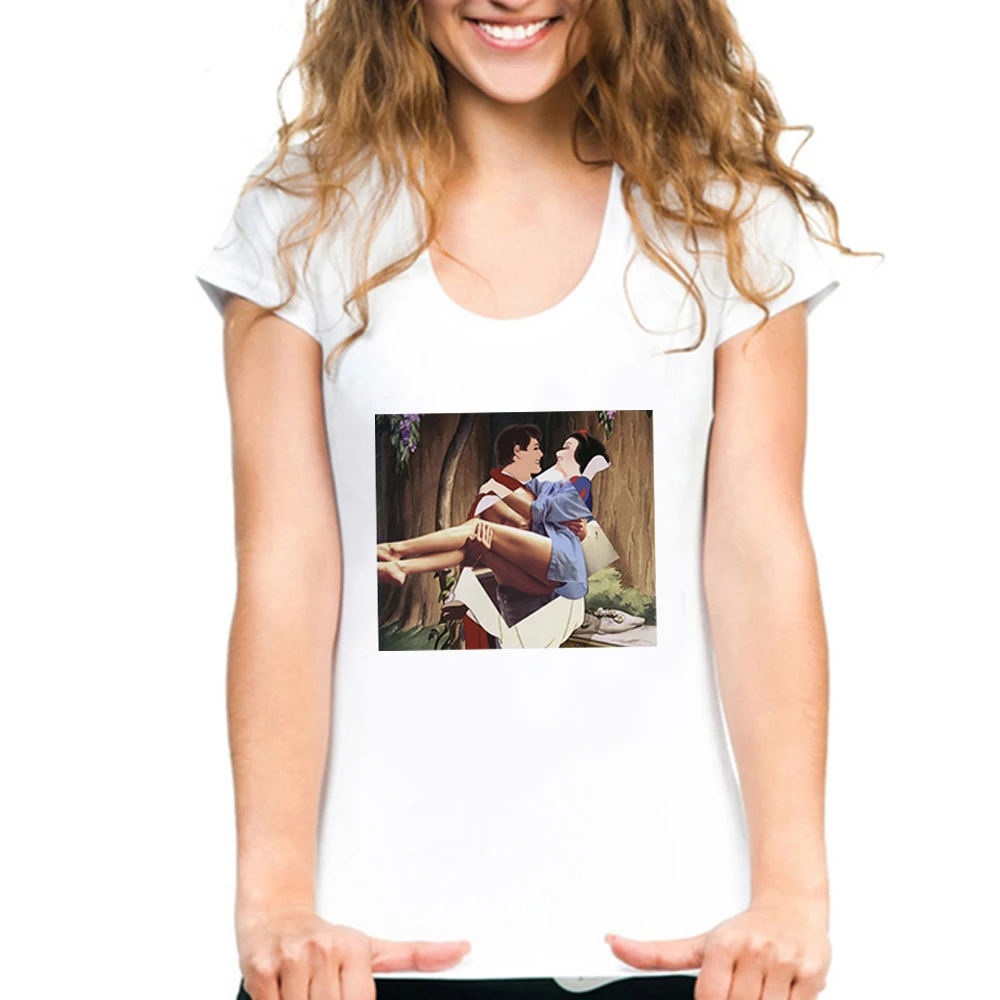 Женские футболки Белоснежка принцесса футболка девушка обнимает o образным