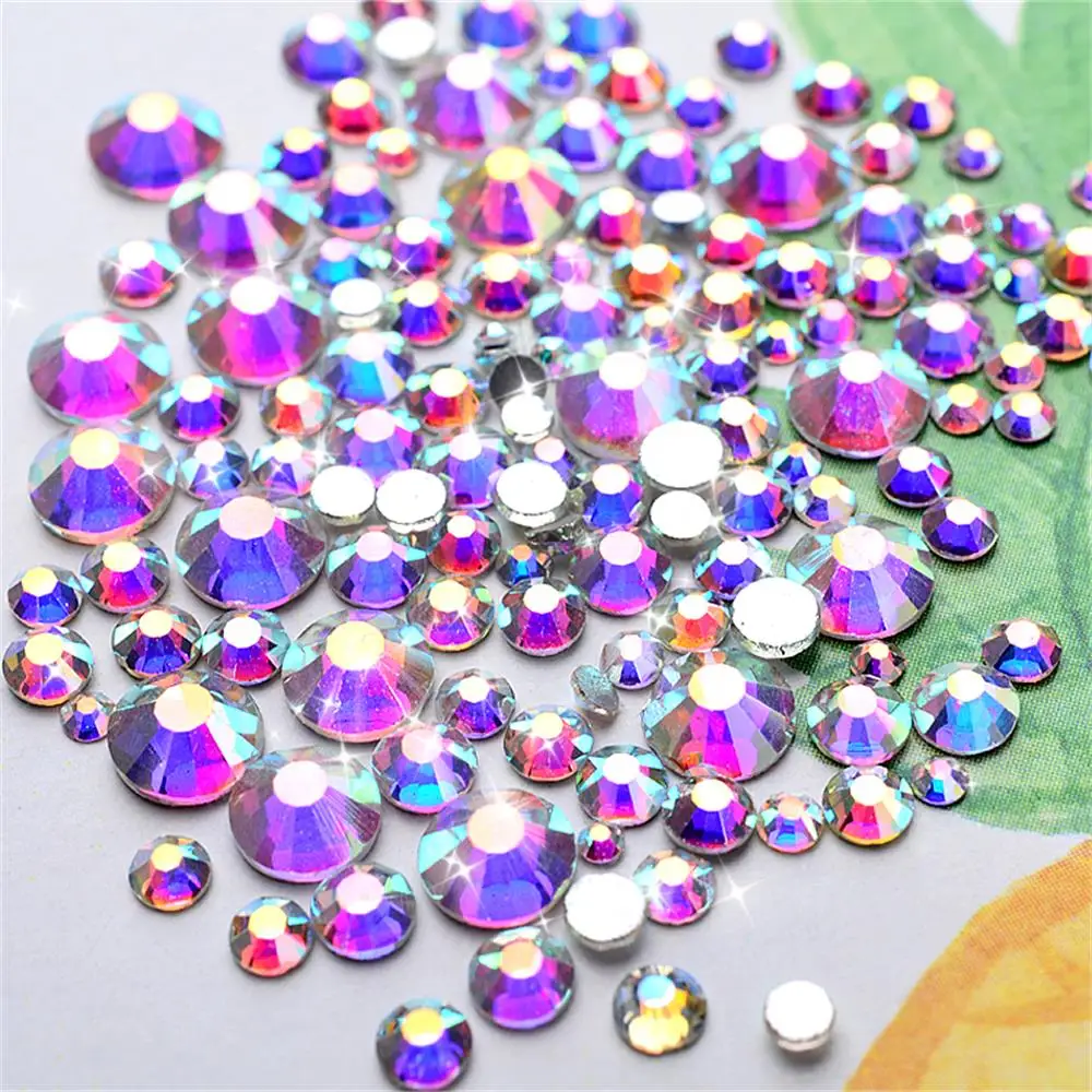 800 шт./упак. 3D разноцветные плоские стразы для ногтевого дизайна Блестящие Стразы