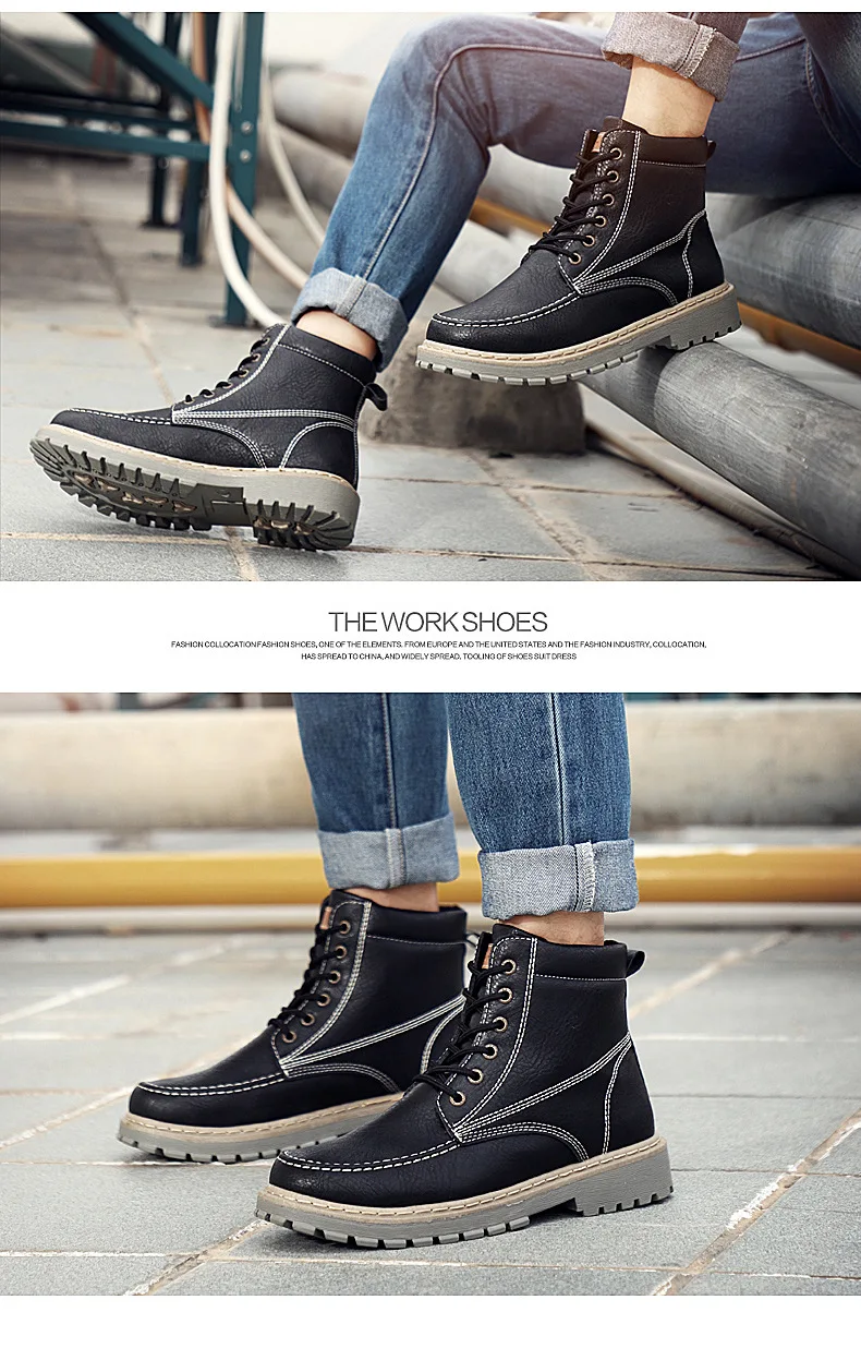 Брендовые мужские ботинки Martens; кожаная зимняя теплая обувь; мужские мотоциклетные ботильоны; doc martins; осенние мужские оксфорды