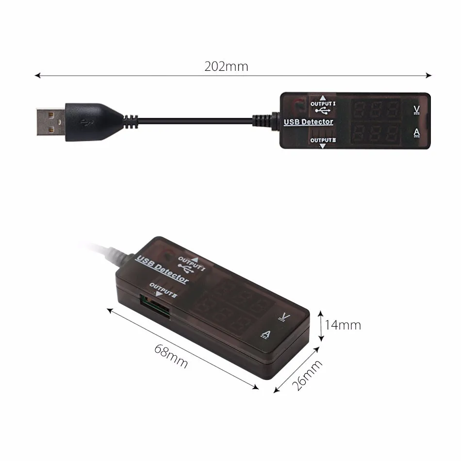 Цифровой светодиодный USB-детектор тестер напряжения и тока два порта для
