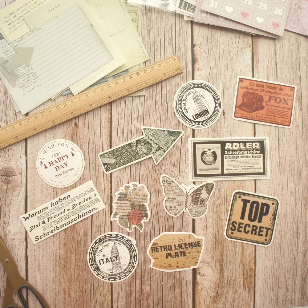 45 шт. DIY темы для квитанции старых документов мини карточки фон крафт бумага штамп