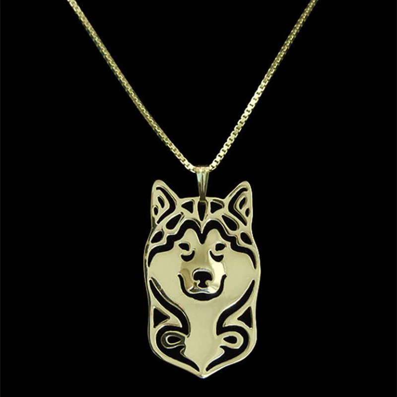

New Unique Romantic Gold Silver Color Alaskan Malamute Pendant Necklace Hunger Games Necklace Women Best Friend Choker