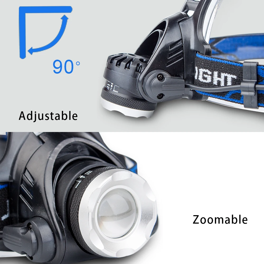 LED Headlamp Fishing Headlight 6000 lumen XM-L2 XML-T6 Zoomable Waterproof Torch Flashlight Head lamp use 18650 | Лампы и освещение