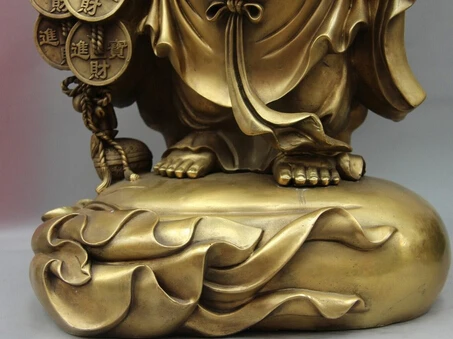 Bi003287 тибет буддизм медь бронза Ruyi богатство мешок денег тыквы статуи будды