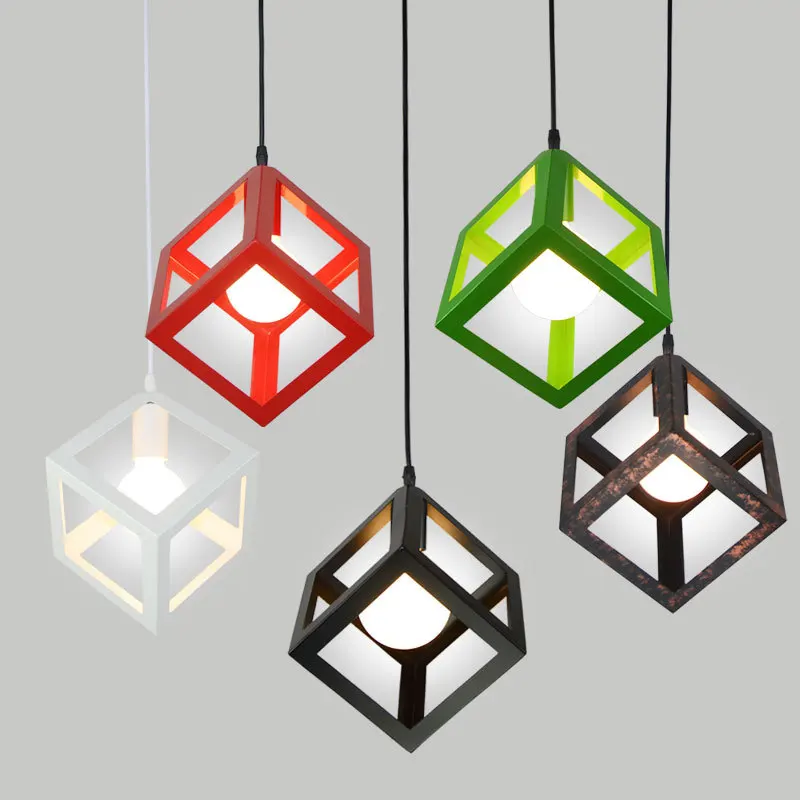 Modern minimalist restaurant wrought iron pendant lamps American personality colorful dining bar cafe art chandelier | Освещение