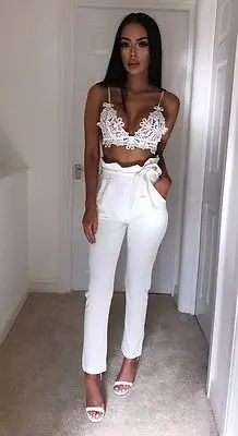 Сексуальные женские розовые белые эластичные повседневные облегающие брюки с