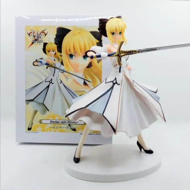 HKXZM Anime 18CM Fate Stay Night Saber White Suit 1/8 scale painted Ver. Lily PVC Figure Collectible Toy Model Gift | Игрушки и хобби