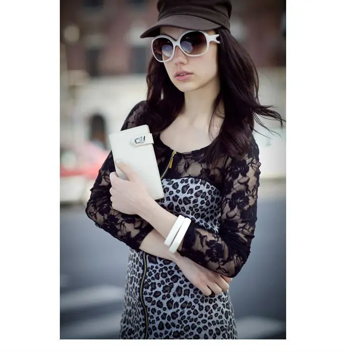 FREE SHIP-Promotion On Sale! Fashion Women's Genuine Leather Wallet/Purse Black Beige | Багаж и сумки