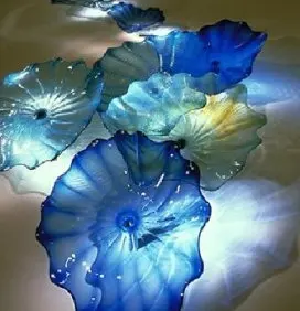 

Modern Luxury Murano Blue Glass Plates Wall Lamps