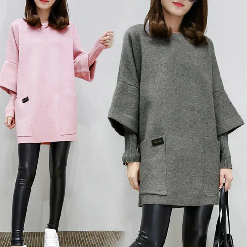 

Newly Women Fake Two Pieces Sweatershirt Winter Autumn Thick Tops Loose Pullover Plus Size m99