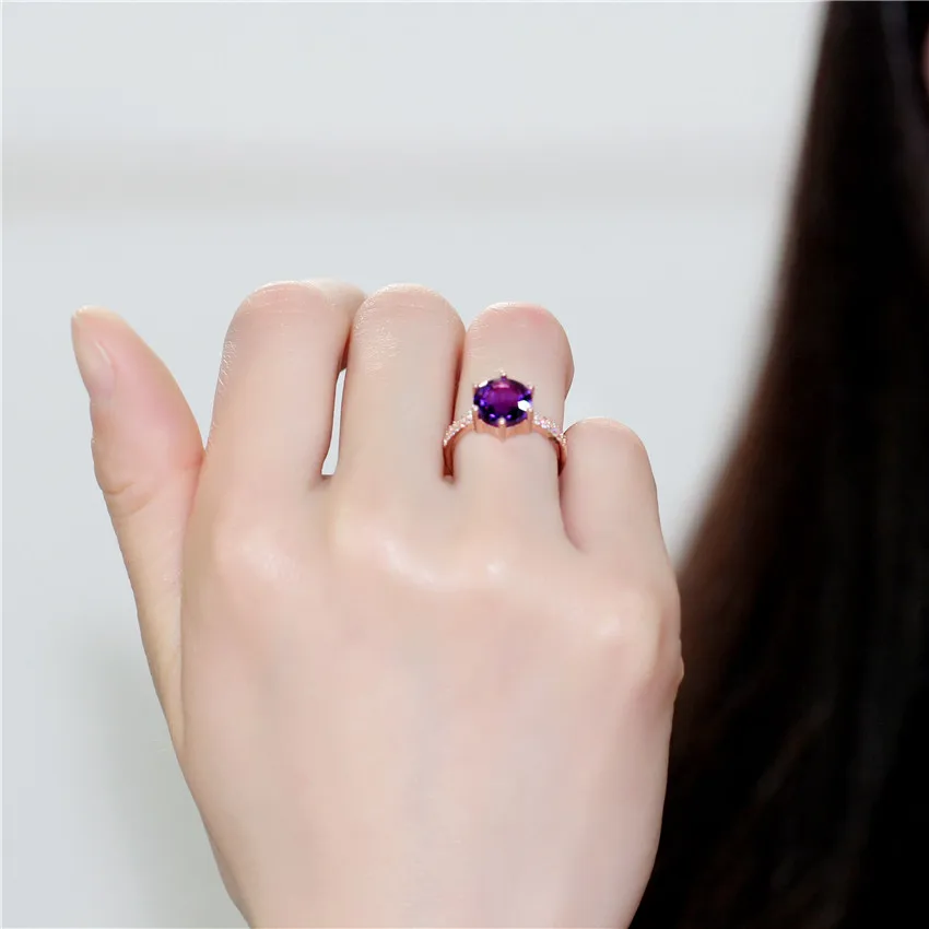 Женское фиолетовое кольцо с аметистом Almei 2.5ct ювелирное изделие розового золота