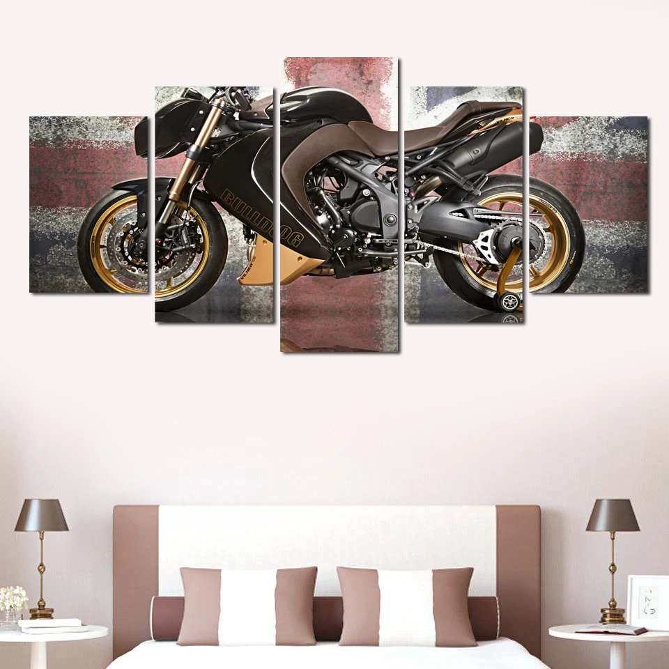 

5 Pieces Cool Motorcycle Picture Home Decoration Living Room Painting Modular HD Print Car Poster Artwork No Frame