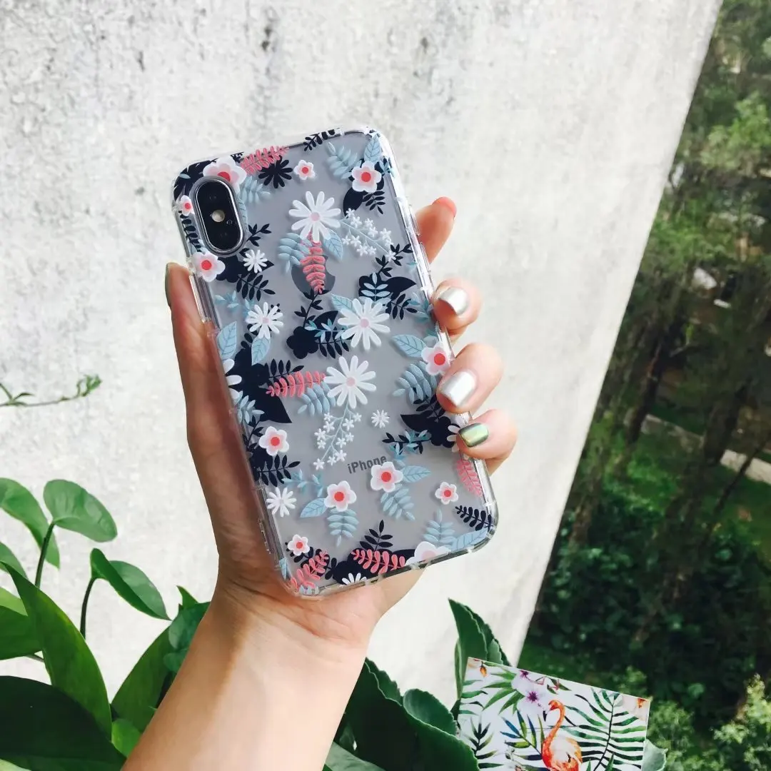 Новый прозрачный мягкий силиконовый чехол с милыми цветами для iphone 8 7 plus iPhone X
