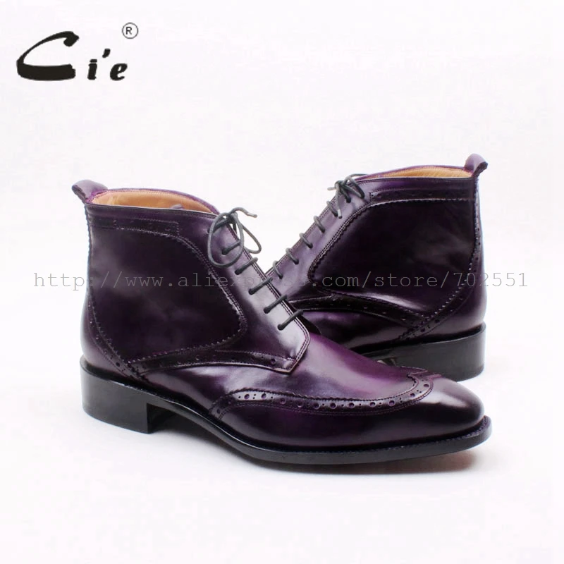Мужские ботинки на шнуровке cie фиолетовые ручной работы из натуральной кожи с