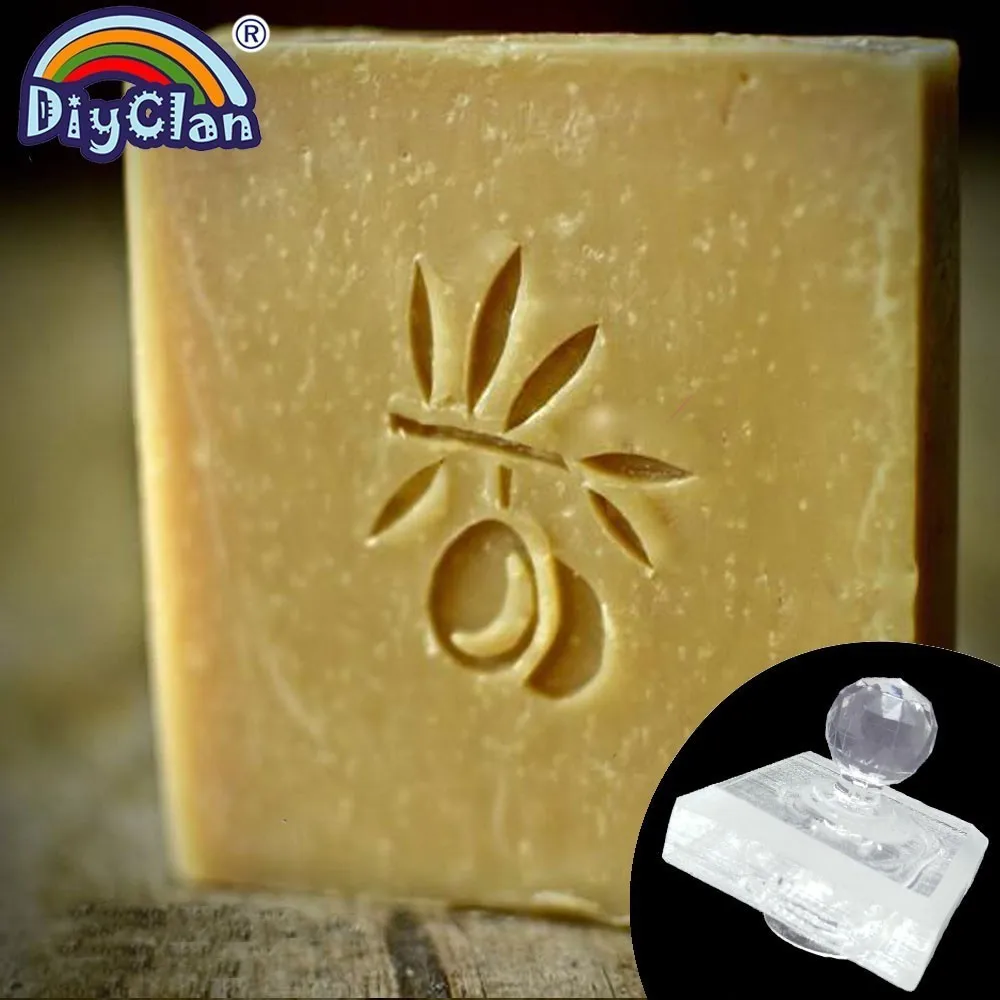 Stamp with handle Оливковый узор, мыло ручной работы, штамп, прозрачный, сделай сам, натуральный плексиглас, мыло для изготовления, с ручкой, акриловое, на заказ, растительный подарок - Цвет: Stamp with handle