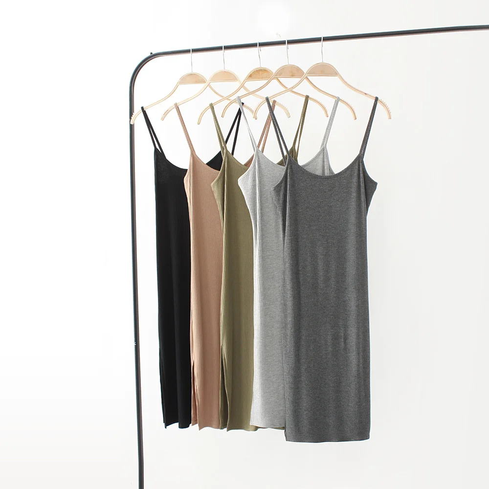 Женское облегающее платье миди на бретельках с круглым вырезом и разрезом|bodycon