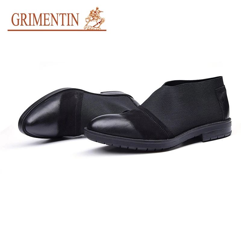 GRIMENTIN suede shoes men british style mens casual italian designer black business slip on male 2019 new | Обувь