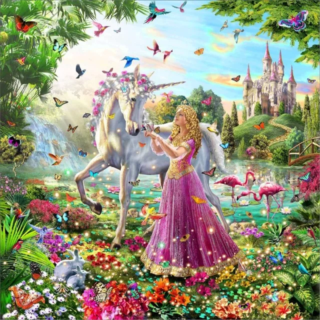 

5d Diamond Embroidery Scenery Girl Horse Diamond Painting Cross Stitch 3D Square/Round Diamond Mosaic Decoration Needlework Gift