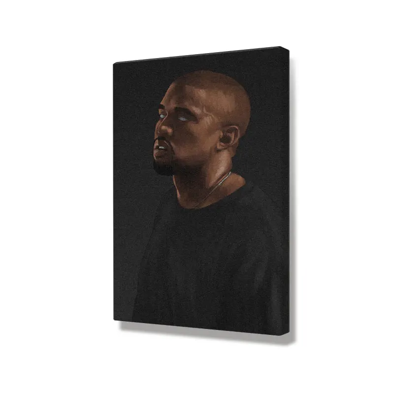 Современный портрет Kanye Западного рэпера черно белый настенный художественный