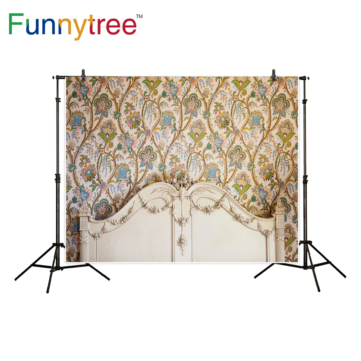 Фотофон Funnytree с цветочным орнаментом и французским деревянное изголовье для