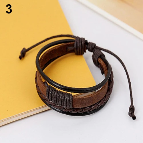 Unisex Vintage Retro Multilayer Braided Faux Leather Wristband Bracelet Bangle | Украшения и аксессуары