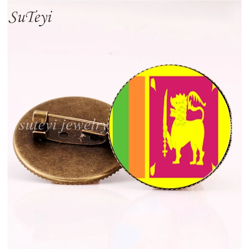SUTEYI Sri Lanka/Tajikistan Flag Badge Glass Pattern Brooch Thailand/Turkey/Turkmenistan Crystal Pins Brooches Jewelry Gift | Украшения и