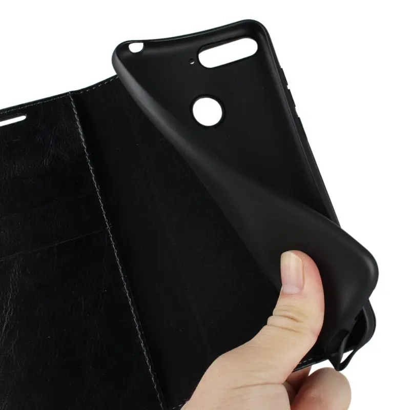 

Case Cover For Huawei Honor 7A Pro/Y6 Prime 2018 AUM-L29 5.7" Luxury Genuine Leather Business Wallet Case Flip Bag Phone Coque