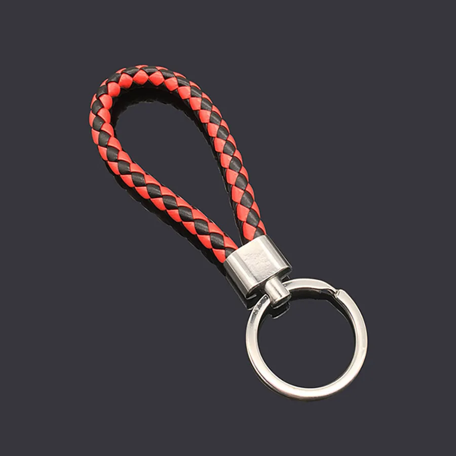 High grade Hand Woven Leather Buckle Car Keychain Keyring Retro Auto Key Rings For Audi BMW Benz Mazda Toyota Renault | Автомобили и