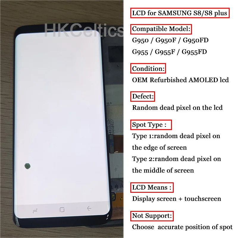 10 шт. Amoled S8 ЖК-дисплей с рамкой для SAMSUNG Galaxy S8 G950 G950F дисплей+ Spot S8 Plus G955 G955F сенсорный экран дигитайзер