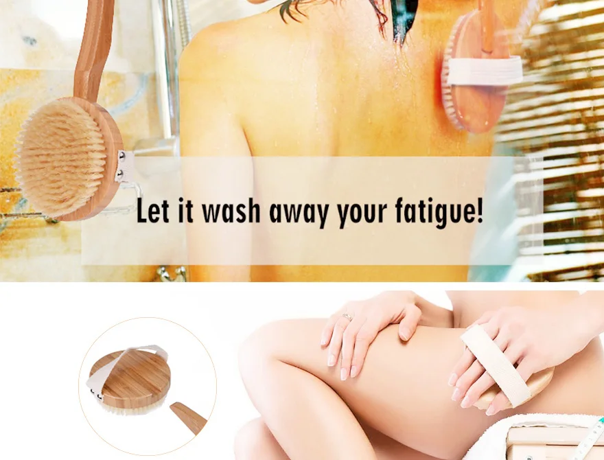 TREESMILE Health Spa массаж тела щетка для ванны натуральная щетина сухая щетка отшелушивающая стимулирующая циркуляцию крови Массажная щетка D30
