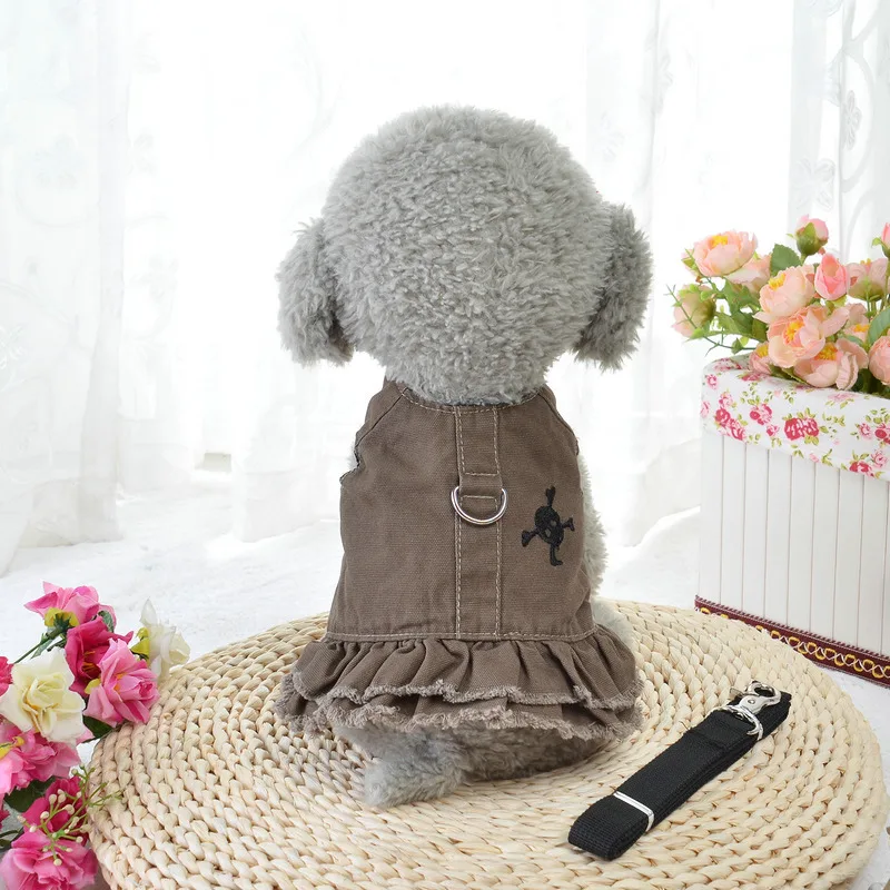 Джинсовое платье с бахромой и черепом для собак|dog harness|jeans harnessharness dog |