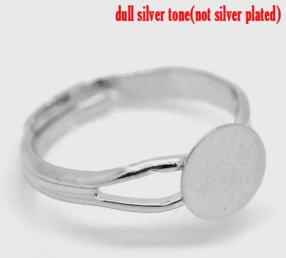 

DoreenBeads Retail Silver Color Copper Adjustable Ring Blank Pad Base 16.7mm US 6.25(Pad:8mm),sold per pack of 30